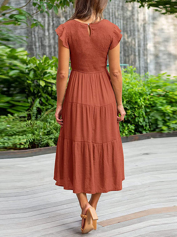 VESTIDO VAAGOON CON VOLANTES EN LAS MANGAS